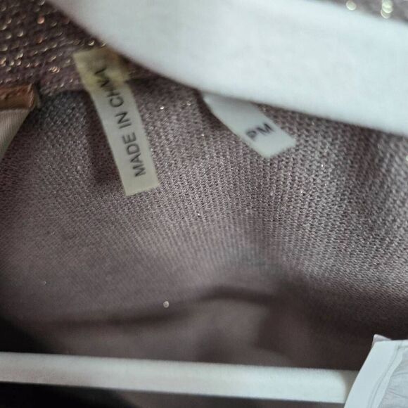Soft Surroundings Open Front Cardigan Sweater Sequin Metallic Size Medium Petite - Picture 7 of 8